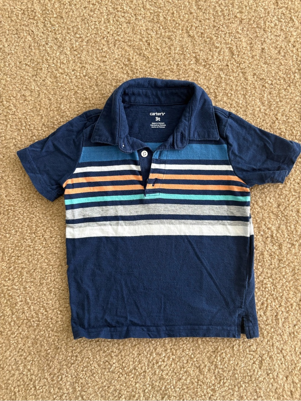 Carter's Navy Polo with Multicolor Stripes